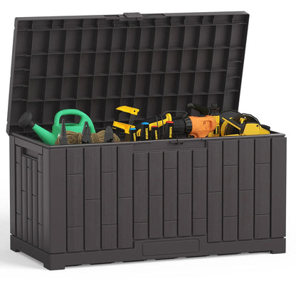 Waterproof 60 Gallon Patio Deck Box, UV‑Resistant Lockable Resin Storage Chest for Outdoor Cushions & Gardening Supplies