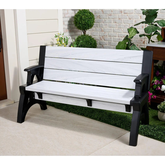 Convert-a-Bench Generation 2 XL Designer Series Multi-Functional Bench-to-Table, Modern Weatherproof Outdoor Patio Furniture Stool and Chairs