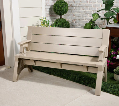 Convert-a-Bench Generation 2 XL Designer Series Multi-Functional Bench-to-Table, Modern Weatherproof Outdoor Patio Furniture Stool and Chairs