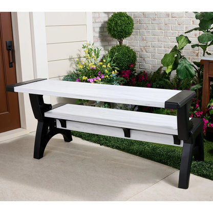 Convert-a-Bench Generation 2 XL Designer Series Multi-Functional Bench-to-Table, Modern Weatherproof Outdoor Patio Furniture Stool and Chairs