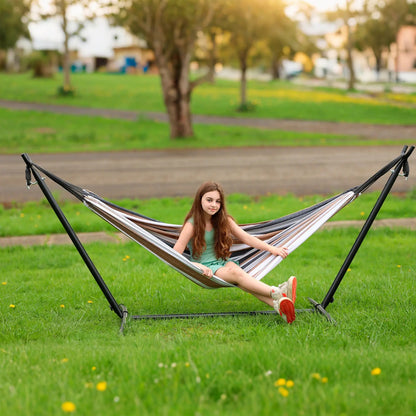 All-in-One Hammock Set Equipped with Heavy Steel Frame Stand 450lb Load Capacity, Premium Portable Carry Bag & Pair of Anti-Roll Balance Support Beams