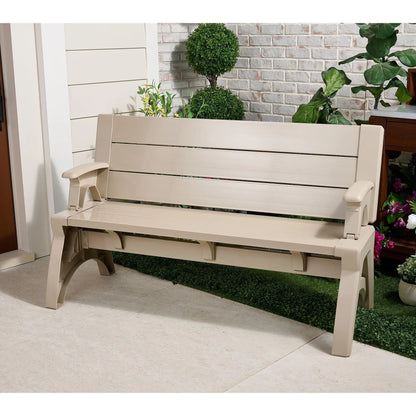 Convert-a-Bench Generation 2 XL Designer Series Multi-Functional Bench-to-Table, Modern Weatherproof Outdoor Patio Furniture Stool and Chairs