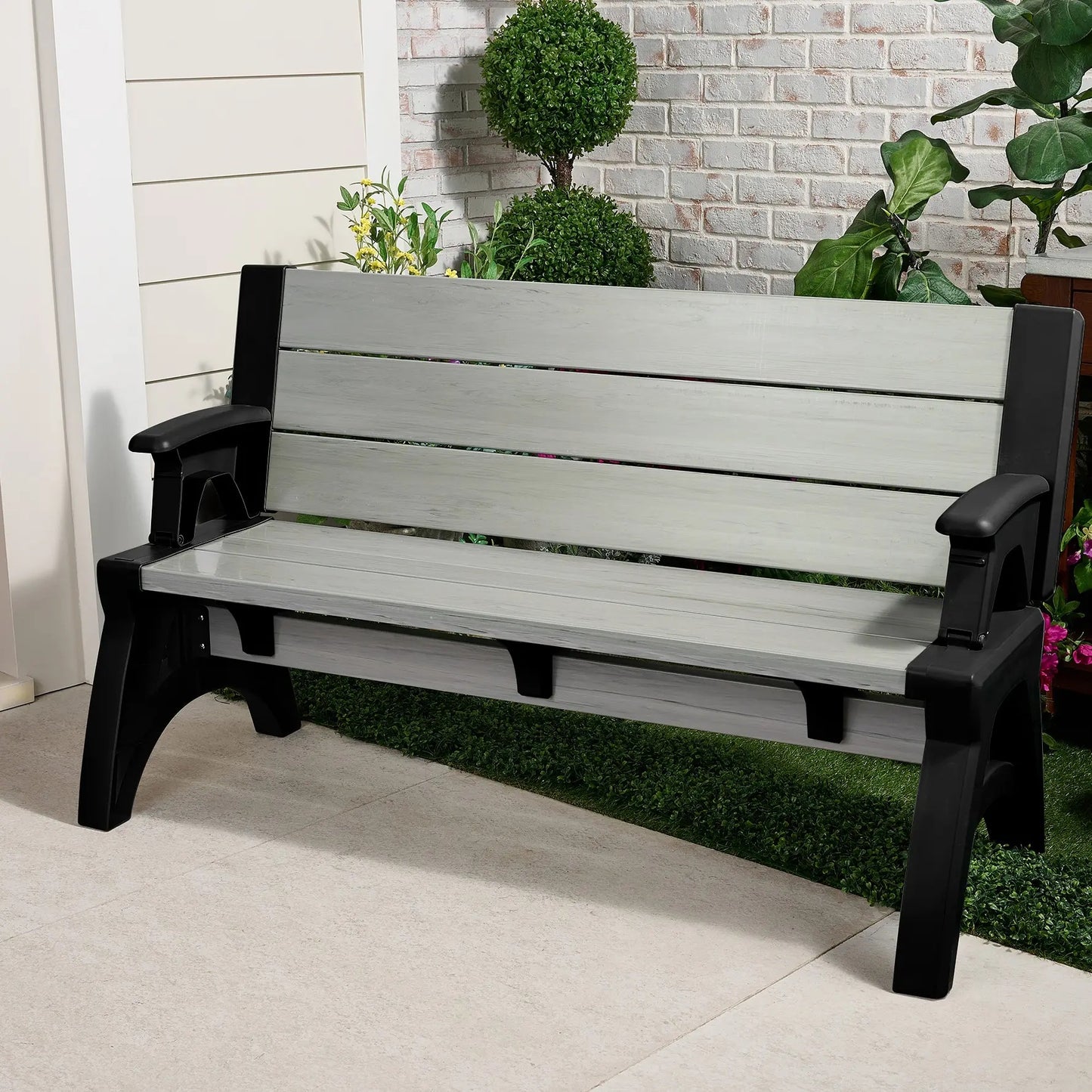 Convert-a-Bench Generation 2 XL Designer Series Multi-Functional Bench-to-Table, Modern Weatherproof Outdoor Patio Furniture Stool and Chairs