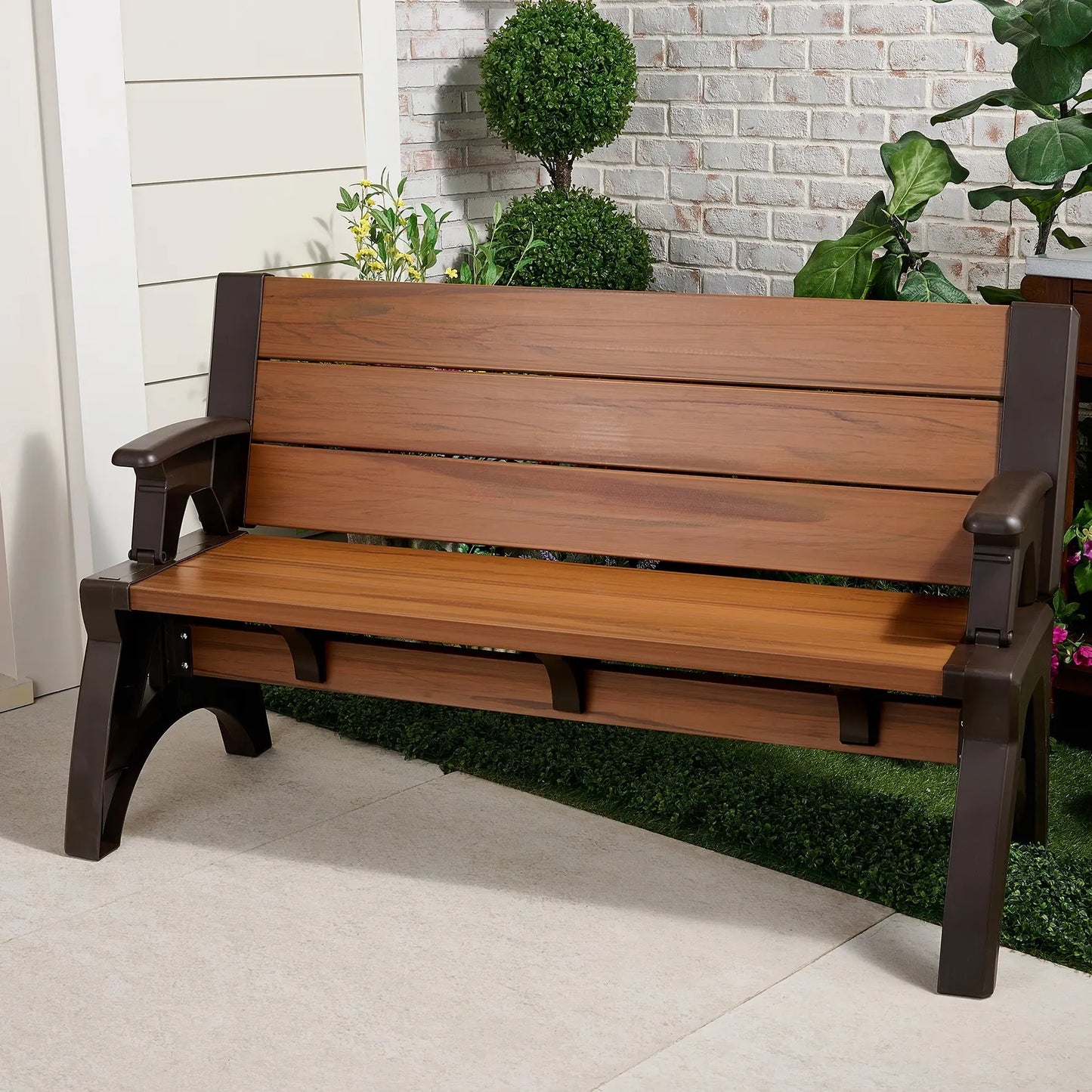 Convert-a-Bench Generation 2 XL Designer Series Multi-Functional Bench-to-Table, Modern Weatherproof Outdoor Patio Furniture Stool and Chairs