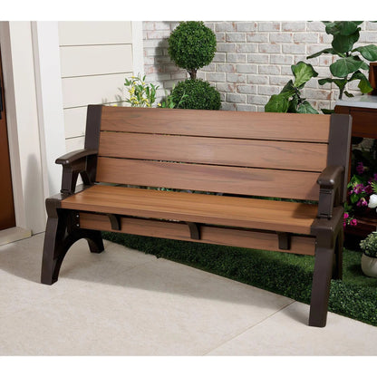 Convert-a-Bench Generation 2 XL Designer Series Multi-Functional Bench-to-Table, Modern Weatherproof Outdoor Patio Furniture Stool and Chairs