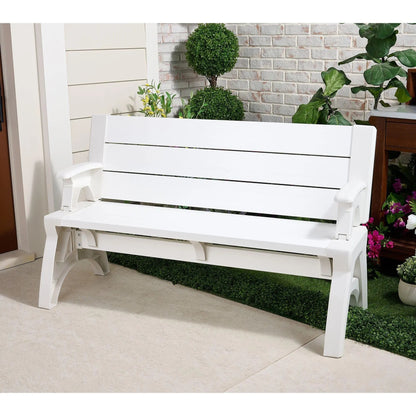 Convert-a-Bench Generation 2 XL Designer Series Multi-Functional Bench-to-Table, Modern Weatherproof Outdoor Patio Furniture Stool and Chairs