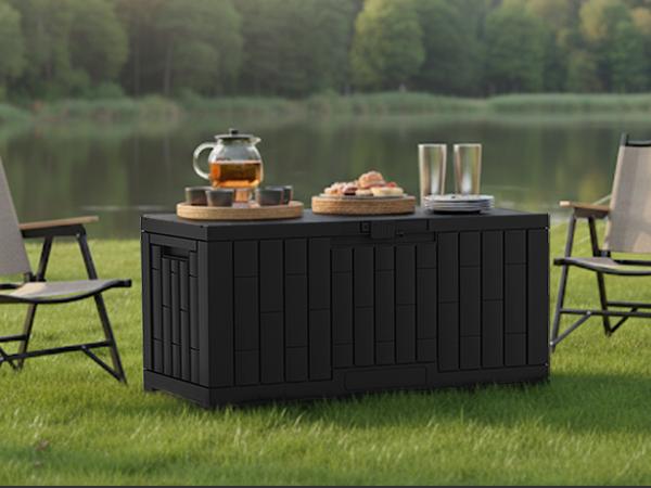 Waterproof 60 Gallon Patio Deck Box, UV‑Resistant Lockable Resin Storage Chest for Outdoor Cushions & Gardening Supplies