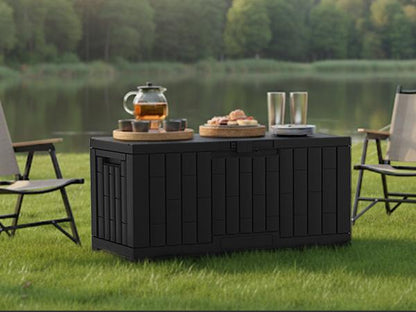 Waterproof 60 Gallon Patio Deck Box, UV‑Resistant Lockable Resin Storage Chest for Outdoor Cushions & Gardening Supplies