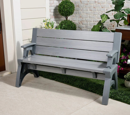 Convert-a-Bench Generation 2 XL Designer Series Multi-Functional Bench-to-Table, Modern Weatherproof Outdoor Patio Furniture Stool and Chairs